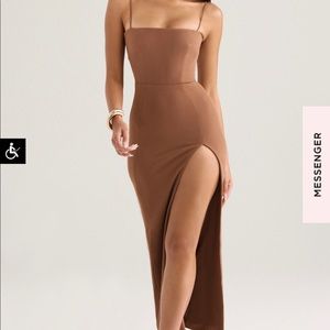 Tan maxi corset dress by House of CB. Size Small